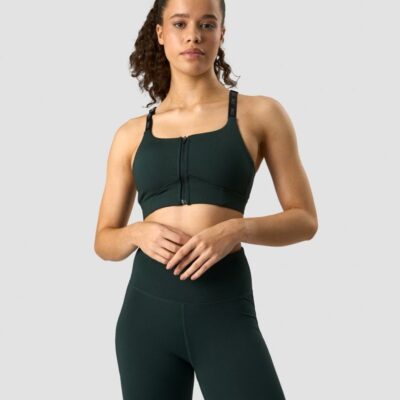 Naiset ICIW Urheiluliivit | Ultimate Training Zipper Sports Bra Deep Green